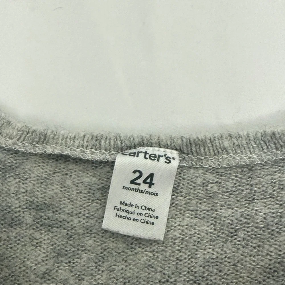 Carters Toddler Girls Gray Cat Face Knit Pullover Sweater Size 24 Months